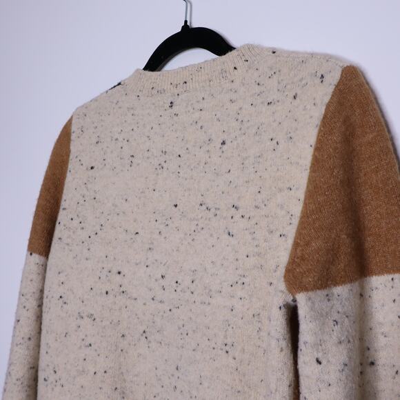 JOHN & JENN Speckled Colorblock Sweater Beige Knit Crewneck Casual Women's M - Picture 7 of 9